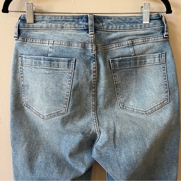 WE THE FREE FREE PEOPLE CROPPED JEANS FRAY HEM RIGID DENIM MED WASH BLUE 29 - Picture 5 of 12